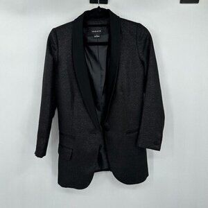 Trouve Womens Blazer XS Black Metallic Long Sleeves Lined Business Casual Preppy
